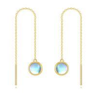 wholesale 14K Gold Moonstone Threader Earrings for Women - Long Dangle Drop Chain s for Mothers' Day or Birthdays-6-Round Moonstone Threader