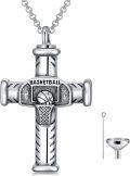 wholesale 925 Sterling Silver Basketball Cremation Urn Keepsake Necklace with Funnel and Fill Tool for Ashes Memorial  for Men & Women-0-0