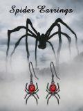 wholesale 925 Sterling Silver Red Crystal Spider Halloween Dangle Earrings-0-3