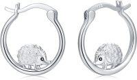 wholesale 925 Sterling Silver Hedgehog Hoop Earrings - Cute Animal  for Women-Hedgehog