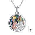wholesale 925 Sterling Silver Wolf Howling Moon Abalone Shell Cremation Urn Memorial Pendant Necklace-0-0