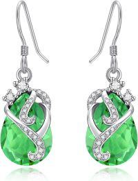 wholesale 925 Sterling Silver Birthstone Drop Dangle Earrings for Women Gifts-08 Aug