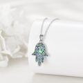wholesale 925 Sterling Silver Abalone Shell Hamsa Hand Pendant Necklaces for Women Gifts-0-3