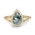 wholesale 925 Sterling Silver Teardrop Sapphire Rings Wholesale With Zircon Halo And Leaf Motif-0-0
