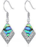 wholesale 925 Sterling Silver Abalone Shell Cubic Zirconia-Shaped Drop Earrings with Intricate Scrollwork Design-0-0