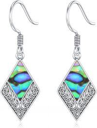 wholesale 925 Sterling Silver Abalone Shell Cubic Zirconia-Shaped Drop Earrings with Intricate Scrollwork Design-Filigree Earrings