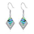 wholesale 925 Sterling Silver Abalone Shell Cubic Zirconia-Shaped Drop Earrings with Intricate Scrollwork Design-0-0