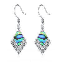 wholesale 925 Sterling Silver Abalone Shell Cubic Zirconia-Shaped Drop Earrings with Intricate Scrollwork Design-Filigree Earrings