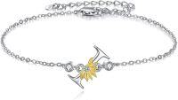 wholesale 925 Sterling Silver Sunflower Initial Alphabet Script Letter Bracelet for Women Girls-Initial I