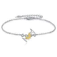 wholesale 925 Sterling Silver Dandelion Letter Initial B Charms Anklets Wholesale For Women-Initial I