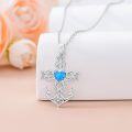 wholesale 925 Sterling Silver Celtic Cross with Blue Opal Heart and Anchor Design Pendant Necklace for Women - Nautical Ocean s-0-1