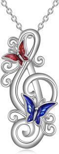 wholesale 925 Sterling Silver Musical Notes & Butterflies Pendant Necklaces Gifts for Women Girls-0-0