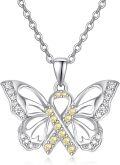 wholesale 925 Sterling Silver Yellow Crystal Butterfly Pendant Necklace - PTSD Awareness s for Women-0-0