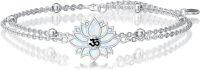 wholesale 925 Sterling Silver Opal Lotus Om Symbol Bracelet for Women - Layered Yoga s-Opal lotus