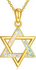 wholesale 925 Sterling Silver Gold Plated Pink Opal Star of David Pendant Necklace for Women and Girls-0-0