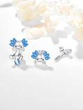 wholesale 925 Sterling Silver Axolotl Stud Earrings for Women - Blue Enamel Accents-0-2