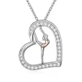 TOUPOP Sterling Silver Crystal Gymnast Necklace Gifts for Granddaughter Team USA Ballerina Sport Pendant-0-0