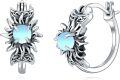 wholesale  Sterling Silver Moonstone Retro Sunflower Rose Feather Cross Butterfly Hoop Earrings for Women Gifts -0-13
