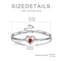 TOUPOP 925 Sterling Silver Bracelet Two Heart Bangle Adjustable Gift-0-5