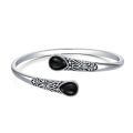 wholesale 925 Sterling Silver Black Onyx Gemstone Adjustable Bohemian Cuff Bracelet-0-0