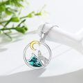 wholesale 925 Sterling Silver Abalone Shell Moon and Wolf Pendant Necklace for Women-0-1