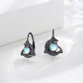 wholesale 925 Sterling Silver Celtic Moon & Triquetra Stud Earrings w/ Rainbow Moonglow Stone - Vintage Good Luck  for Her-0-1