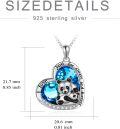wholesale 925 Sterling Silver Blue Crystal Heart Panda Pendant Necklace Gift for Her-0-5