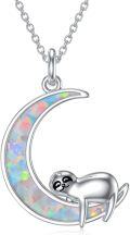 wholesale TOUPOP Sloth Necklace Sterling Silver Sloth Moon Pendant Opal Jewelry Cute Animal Jewelry For Women Animal Lovers -0-0