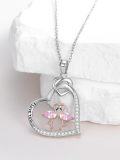 wholesale 925 Sterling Silver Flamingo Heart Love You Pendant Necklace-0-2
