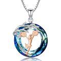 wholesale 925 Sterling Silver Cheerleader Pendant Necklace With Blue Crystal-0-0