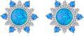 wholesale 925 Sterling Silver Blue Fire Opal & Cubic Zirconia Stud Earrings D VVS-0-0