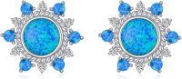 wholesale 925 Sterling Silver Blue Fire Opal & Cubic Zirconia Stud Earrings D VVS-style 4