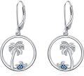 wholesale 925 Sterling Silver Palm Tree Turtle Drop Earrings for Women-0-0