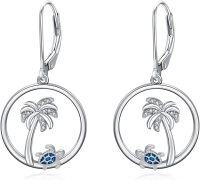wholesale 925 Sterling Silver Palm Tree Turtle Drop Earrings for Women-Sea Turtle