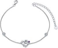wholesale Sterling Silver Birthstone Stethoscope Bracelet for Women Nurse Doctor Gift-Simulated Amethyst