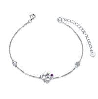wholesale 925 Sterling Silver Birthstone Stethoscope Bracelet for Women Nurse Doctor Gift-Simulated Amethyst