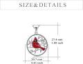 wholesale 925 Sterling Silver Red Enamel Cardinal Bird Circle Pendant Necklace s for Women-0-3