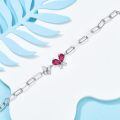 wholesale 925 Sterling Silver Pink Crystal Butterfly Paperclip Chain Bracelet Wholesale With Heart Charm-0-3