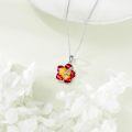 wholesale 925 Sterling Silver Red & Yellow Enamel Hibiscus Flower Pendant Necklace Boho Jewelry-0-3