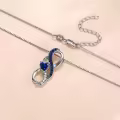 wholesale  925 Sterling Silver White Gold Plated Heart Birthstone Necklace with Infinity Symbol for Women, Adjustable Chain, Hypoallergenic, Elegant Gift for Her-0-1