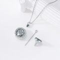 wholesale 925 Sterling Silver Round Pendant with Floral Design and Funnel Set - Keepsake Jewelry for Ashes-0-2