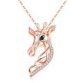 wholesale 925 Sterling Silver Giraffe Pendant Necklace Rose Gold Plated With Cubic Zirconia-0-0