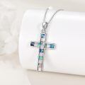 wholesale 925 Sterling Silver Mosaic Shell Inlay Cross Pendant Necklace for Women Girls  (Infinity)-0-2