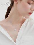wholesale 925 Sterling Silver Heart-Shaped Pendant Necklace with Crystal Elements for Women's Fashion s-0-4