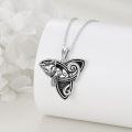 wholesale Sterling Silver Celtic Cat Necklace Urn Necklace with Triquetra Trinity Knot Halloween Jewelry-0-18