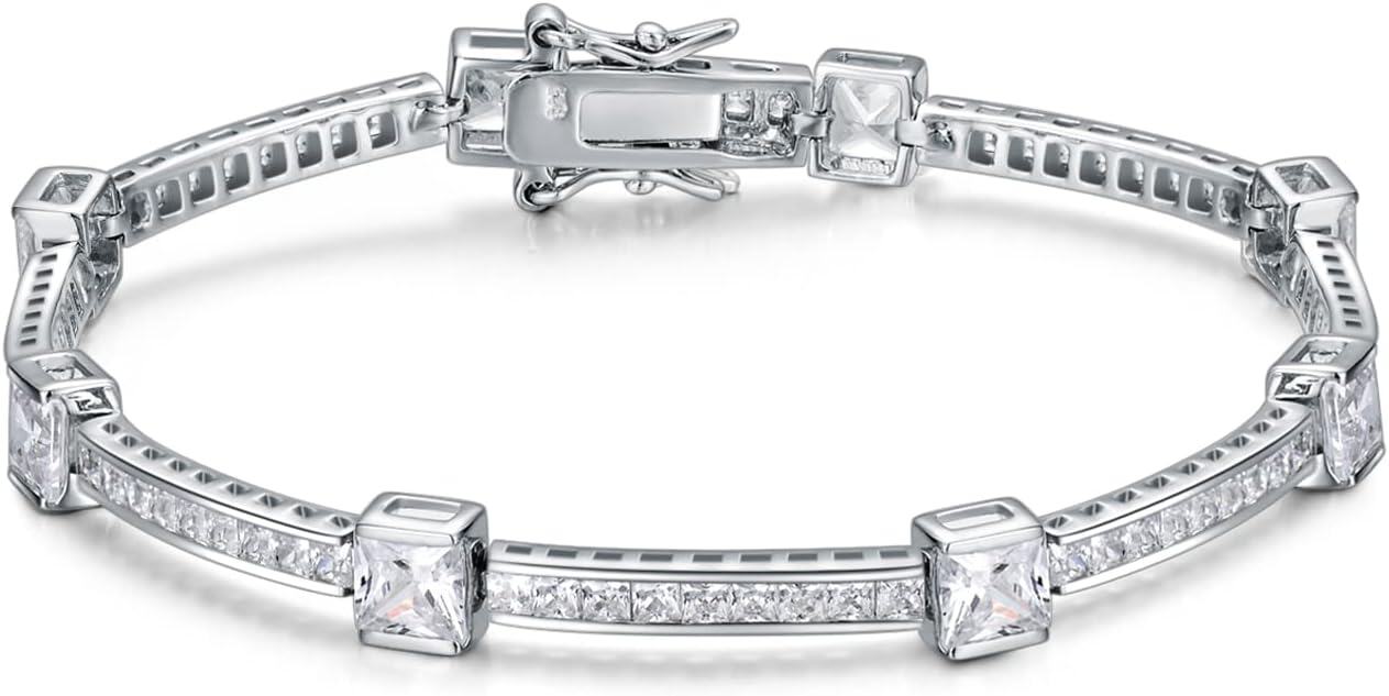 Sterling Silver Cubic Zirconia Tennis Ankle Bracelet 7 5 Shiny Gift-3MM