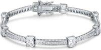 wholesale 925 Sterling Silver CZ Princess Cut Tennis Anklet - Sparkly Jewelry for Women-3MM