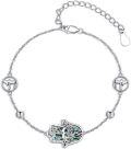 wholesale 925 Sterling Silver Abalone Shell Evil Eye Hamsa Hand Charm Bracelet for Women-0-0