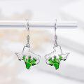 wholesale 925 Sterling Silver Texas State Shape Green Flower Drop Earrings-0-2
