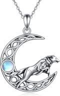 wholesale 925 Sterling Silver Moonstone Wolf Pendant Necklace-0-0